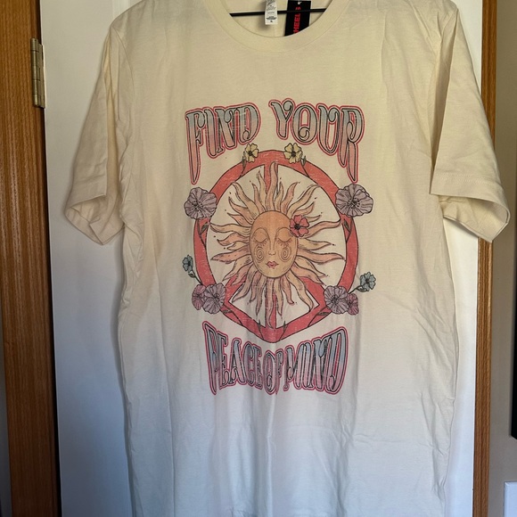 Bella Canvas Cream Graphic Tee with Sun and Floral Design - Picture 3 of 5